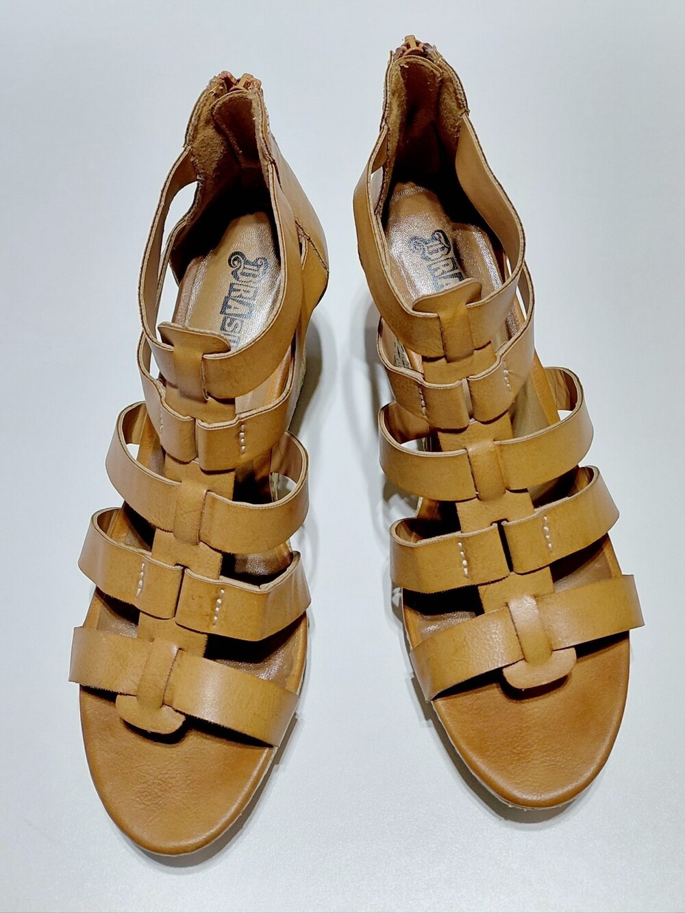 BRASH Women's Brown Strappy Caged Wedge Sandals Size 7.5
